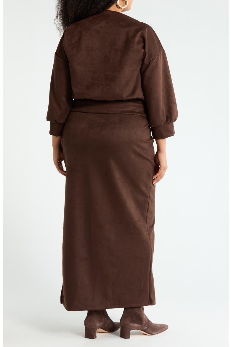 Faux Suede Maxi Dress, Alternate, color, CHOCOLATE