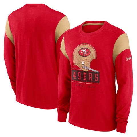 Men's Nike Heathered Scarlet San Francisco 49ers Slub Rewind Playback Helmet Long Sleeve T-Shirt