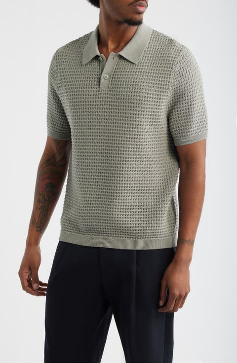 Texture Knit Polo Top