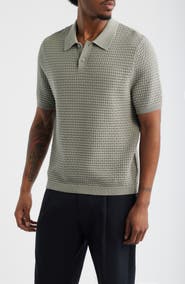 Open Edit Texture Knit Polo Top
