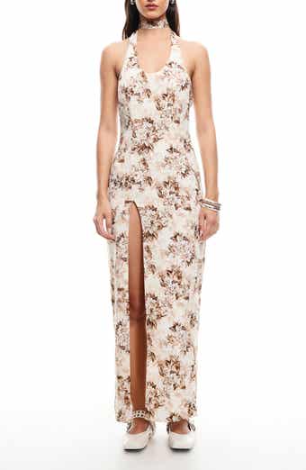 LIONESS Westwood Floral Choker Halter Maxi Dress
