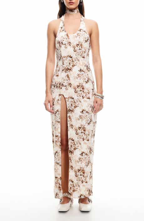 LIONESS Westwood Floral Choker Halter Maxi Dress