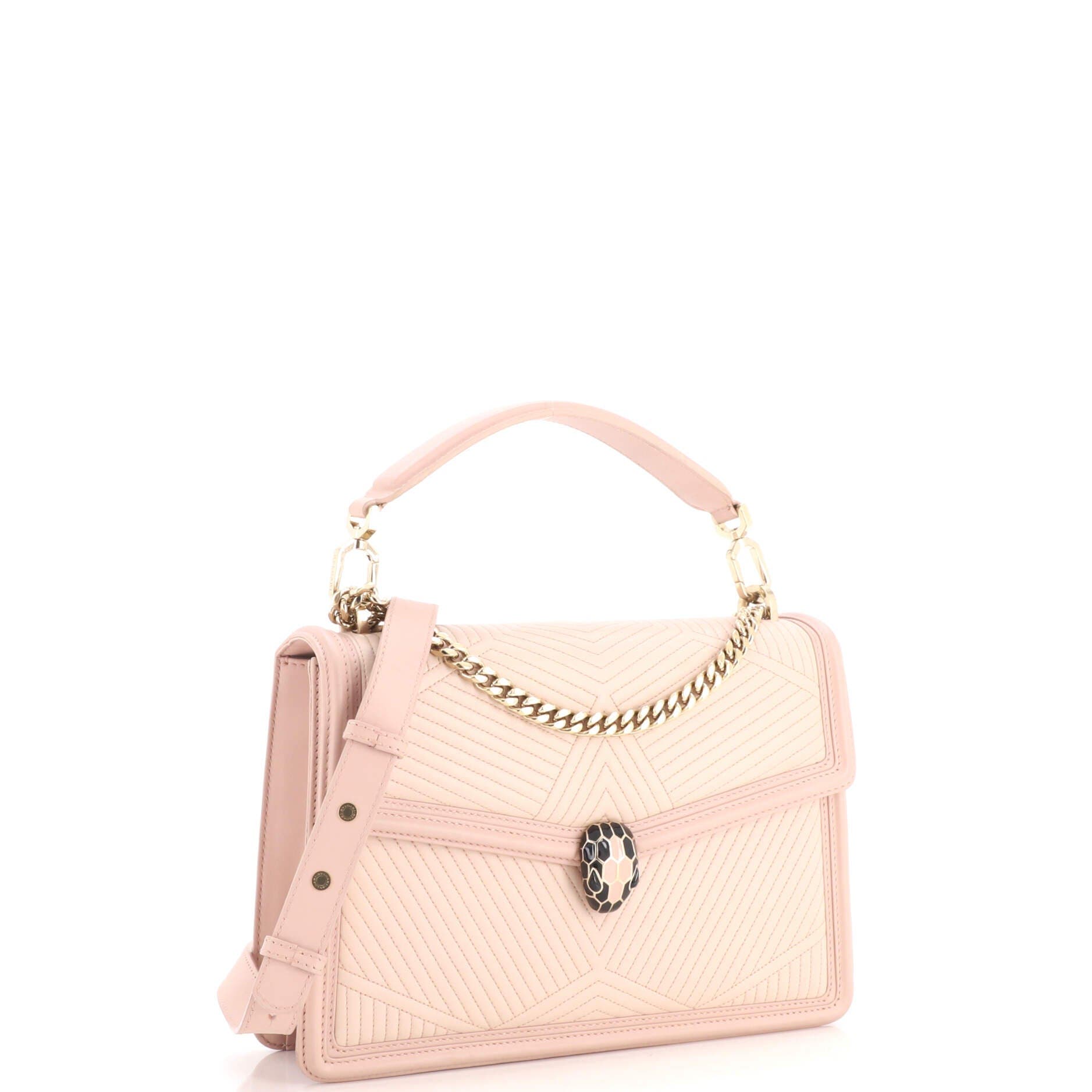 Serpenti Forever Shoulder Bag Quilted Leather Medium, Alternate, color, White