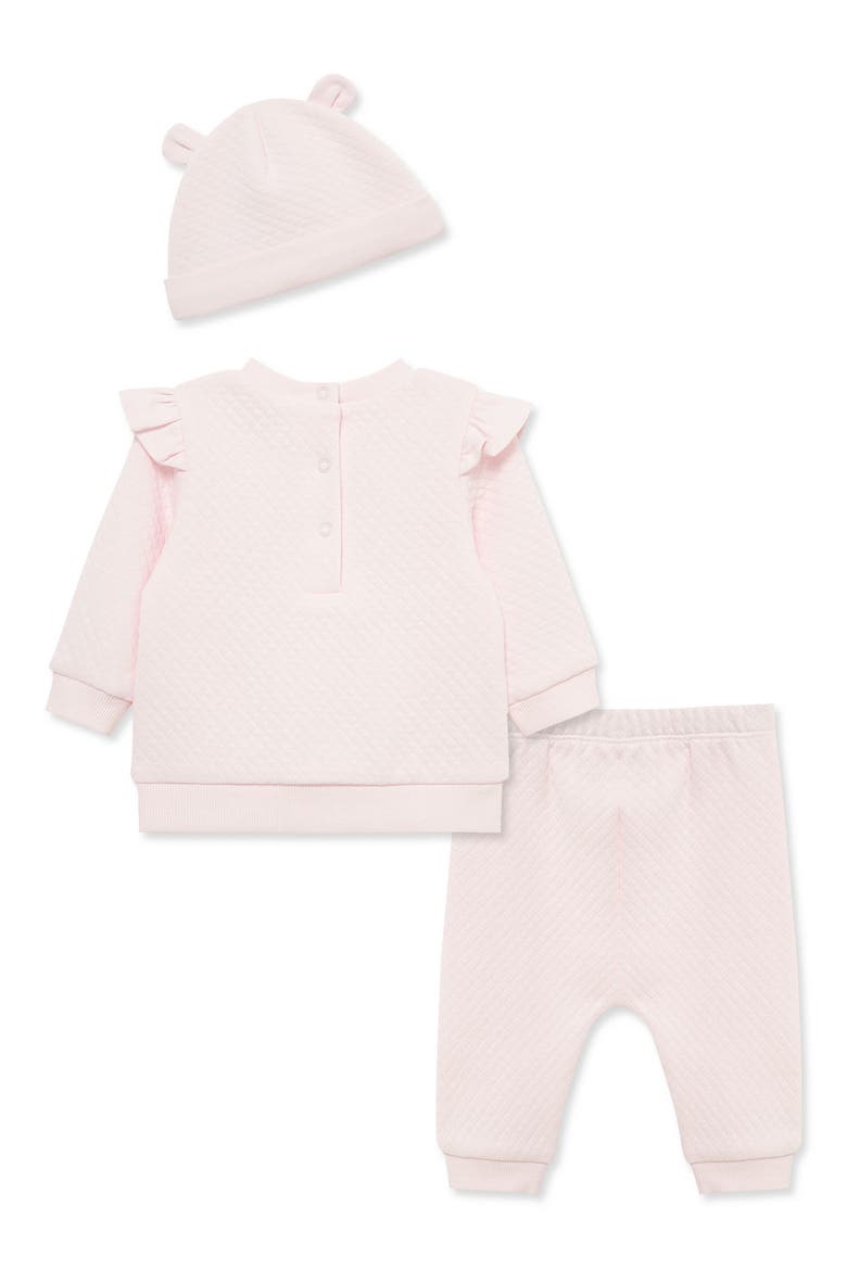 Kids' Bear Quilted Top, Pants & Hat 3-Piece Set, Alternate, color, PINK