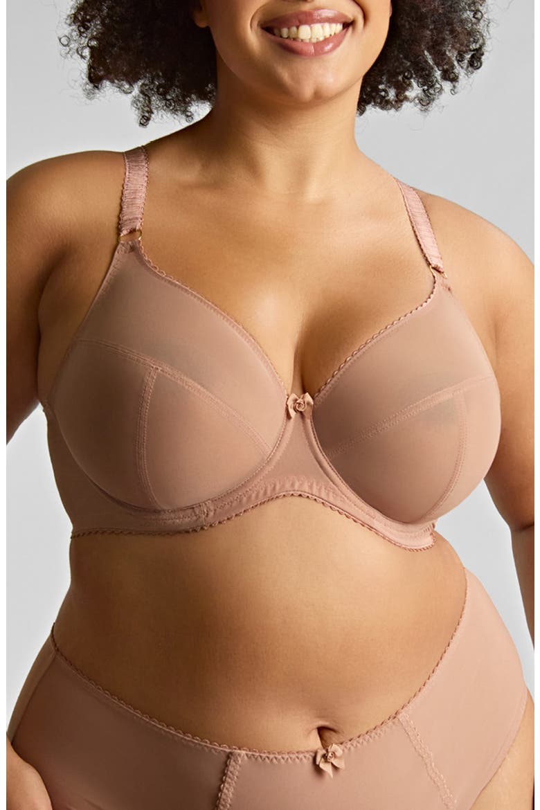 Liberty Underwire Sheer Mesh Bra, Main, color, MOCHA