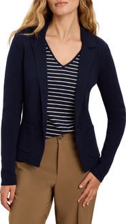 NIC+ZOE Knit Cotton Blend One-Button Blazer