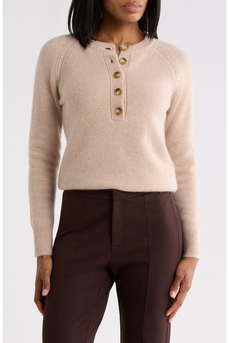 Cashmere Raglan Henley Sweater, Main, color, OATMILK LATTE