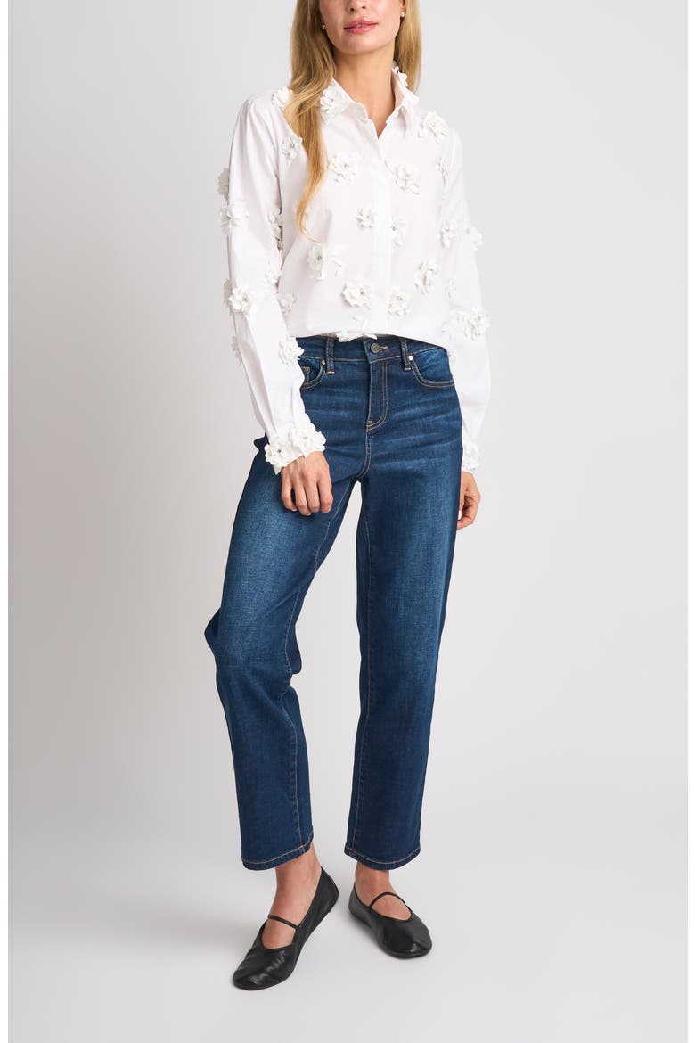 Avery Appliqué Cotton Shirt, Alternate, color, BRILLIANT WHITE