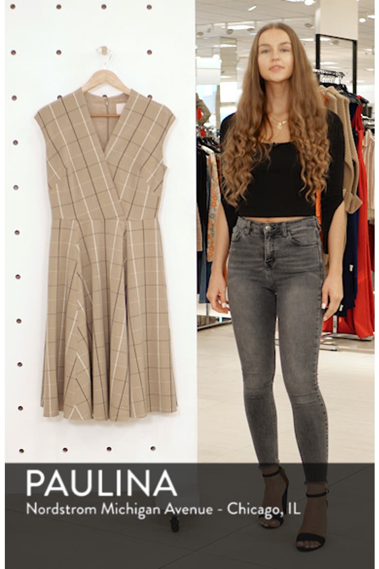 Eva Windowpane Check Faux Wrap Dress video