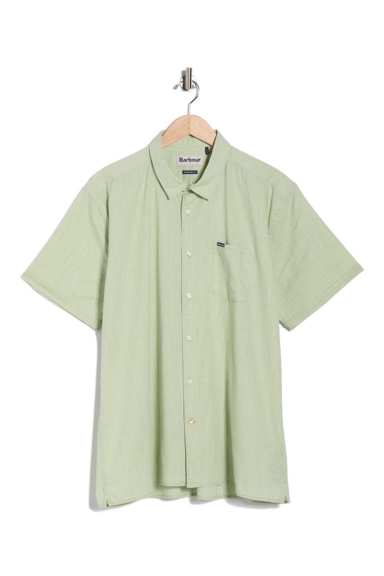 Pigment Dyed Cotton Button-Up Shirt, Alternate, color, SEAGRASS