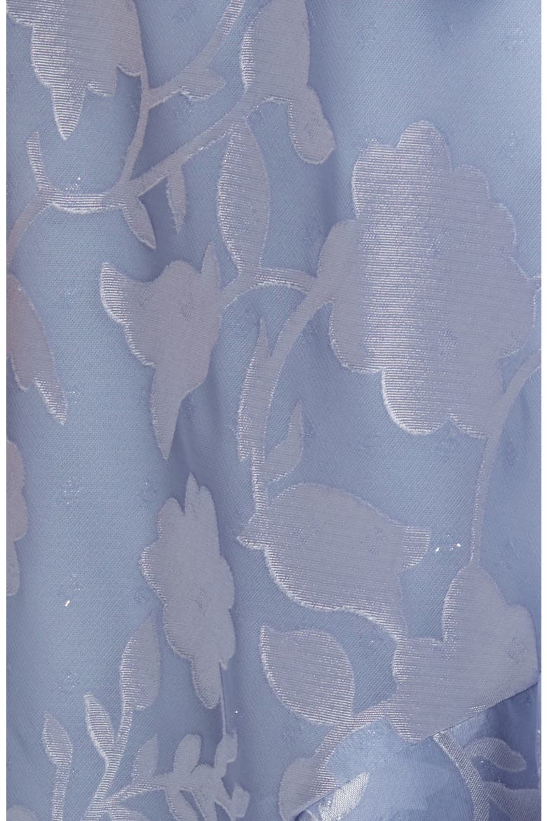 Metallic Floral High-Low Chiffon Jacquard Midi Dress with Jacket, Alternate, color, HYDRANGEA