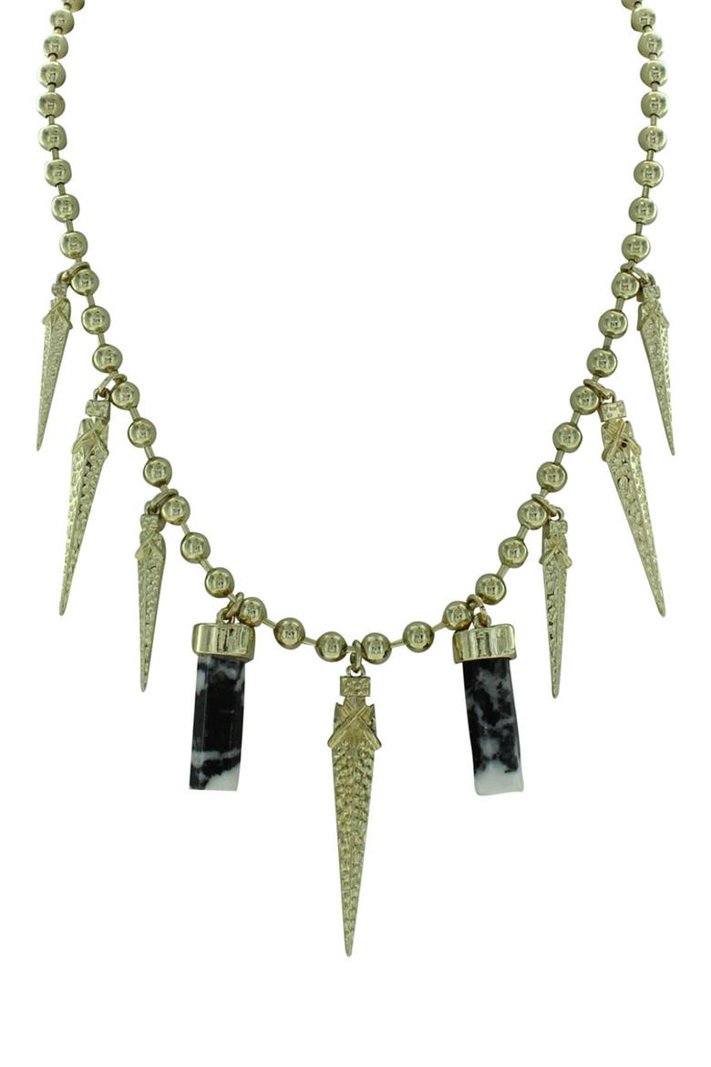 Gold Plated Alternating Icicle Beaded Statement Necklace, Main, color, GOLD / BLACK / WHITE