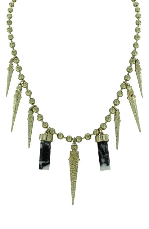 Gold Plated Alternating Icicle Beaded Statement Necklace