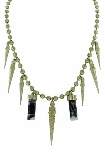 OLIVIA WELLES Gold Plated Alternating Icicle Beaded Statement Necklace