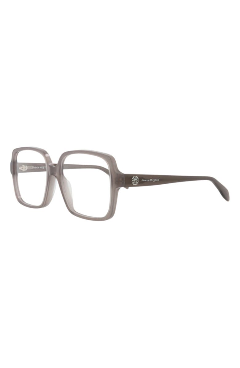 McQueen 55mm Square Optical Glasses, Alternate, color, Grey Grey Transparent