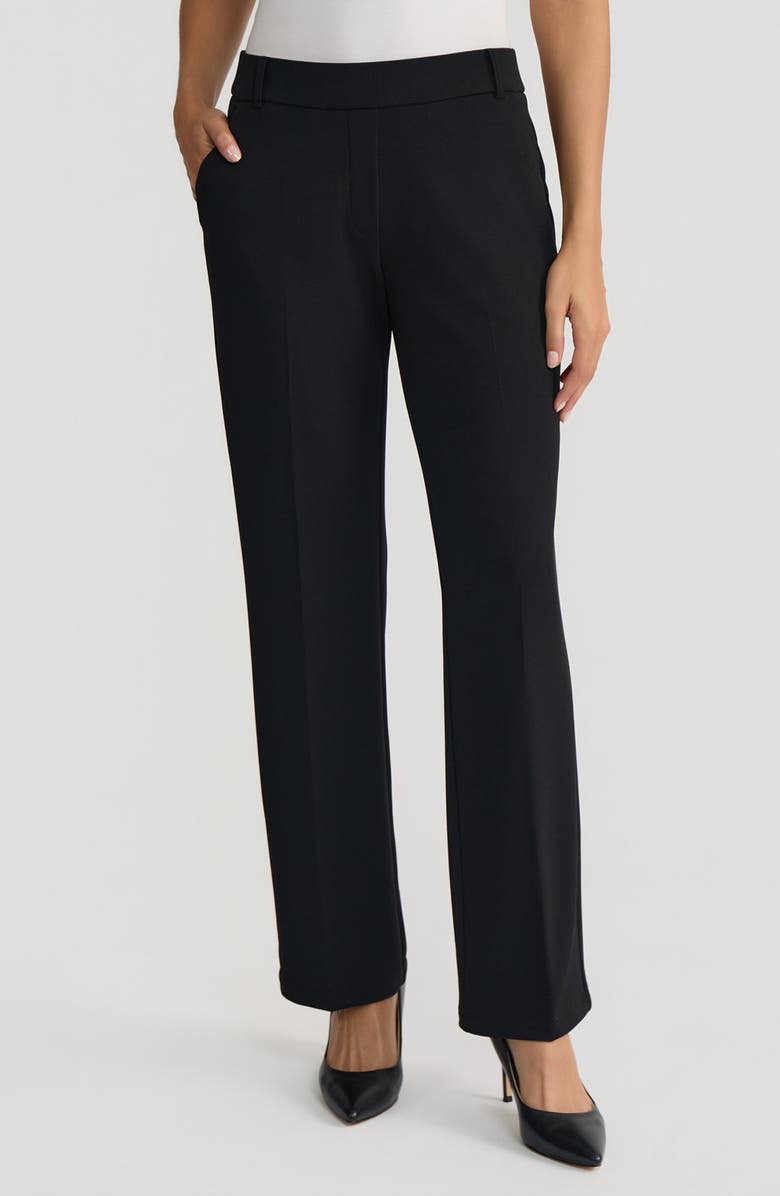 KASPER The Audrey Pull-On Straight Leg Trousers, Main, color, Black