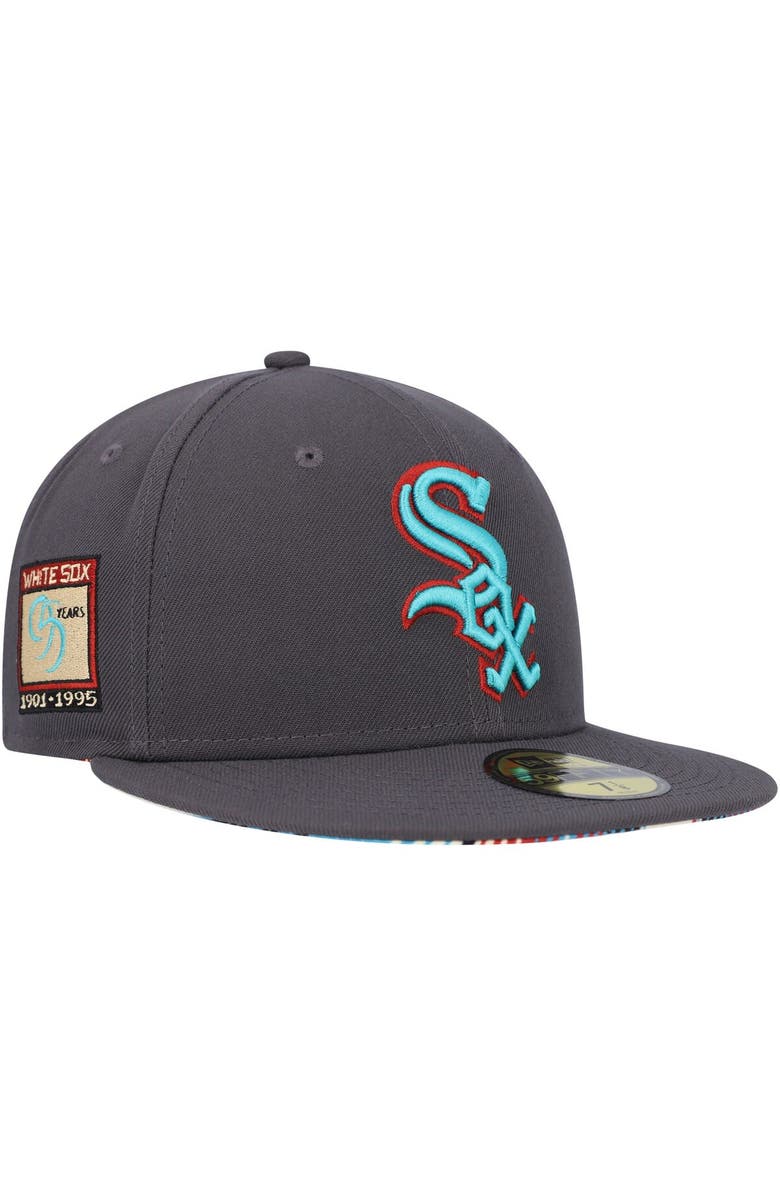 New Era Men's New Era Graphite Chicago White Sox Print Undervisor 59FIFTY Fitted Hat, Alternate, color, Graphite