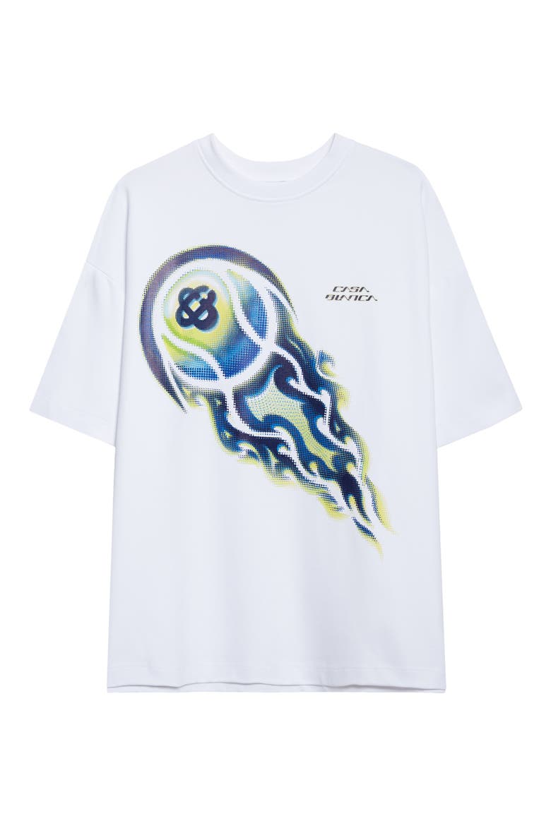 Oversize Flaming Tennis Ball Stretch Coitton Graphic T-Shirt, Alternate, color, FLAMING TENNIS BALL