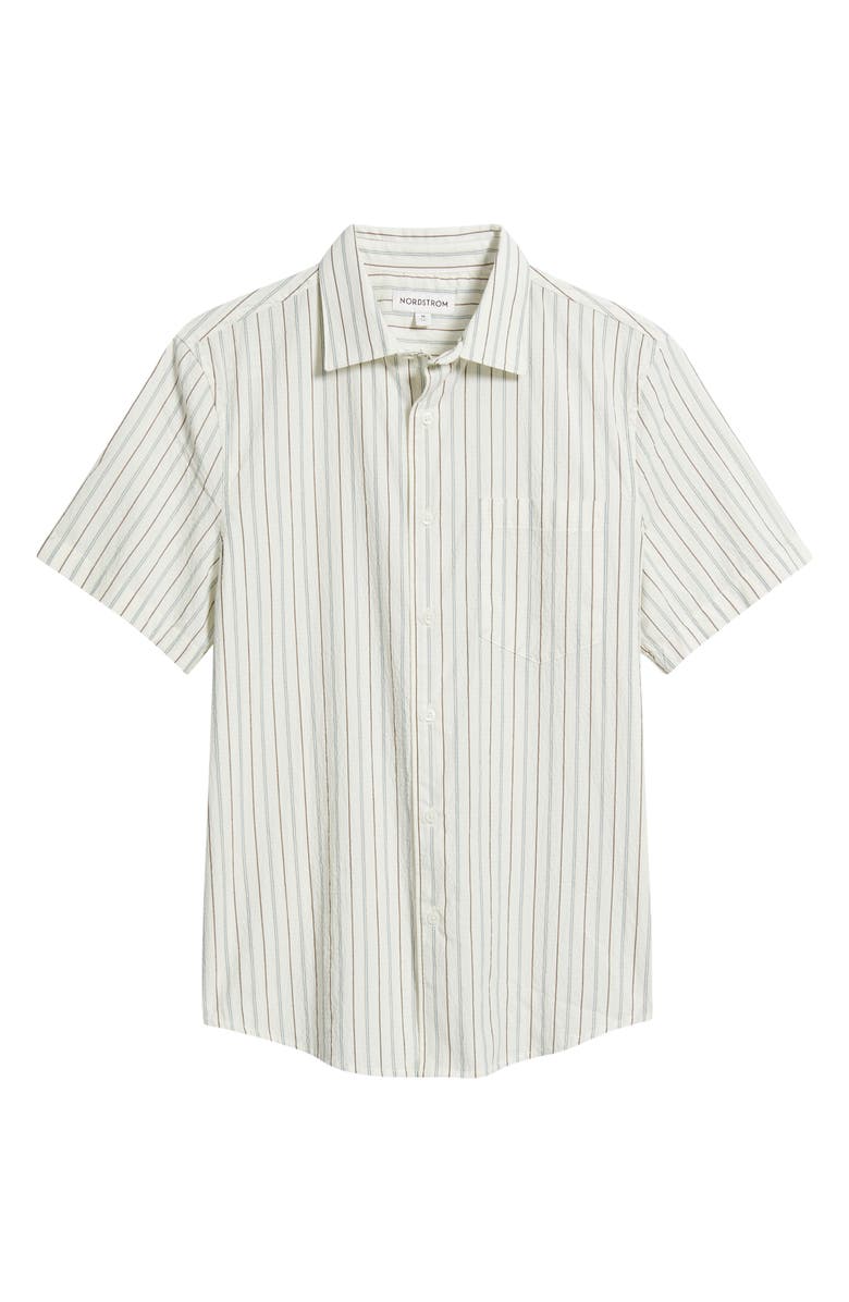 Nordstrom Cotton Blend Seersucker Button-Up Shirt, Main, color, White Samuel Stripe