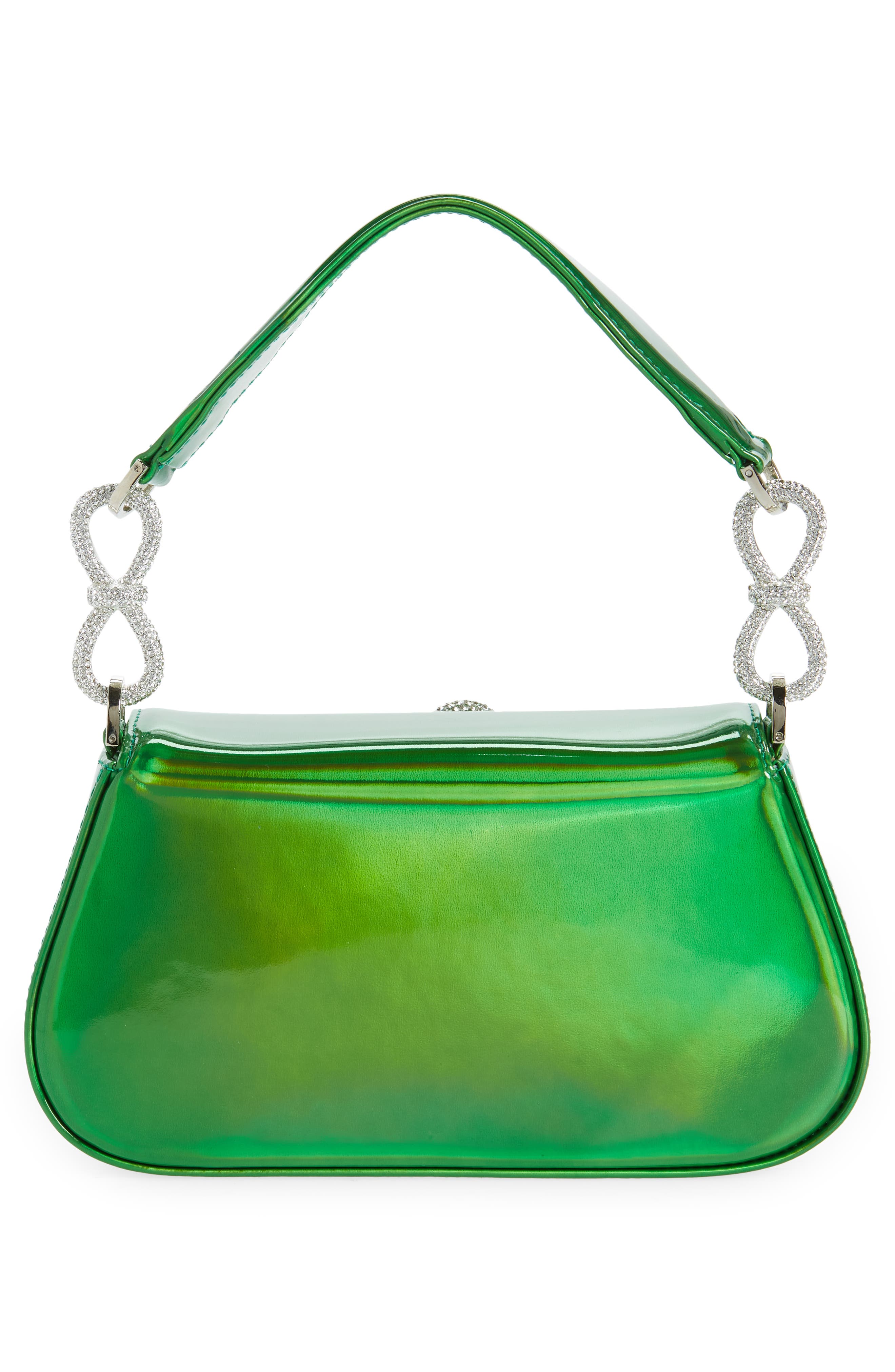 Mach & Mach Carrie Crystal Flower Iridescent Leather Top Handle Bag, Alternate, color, 