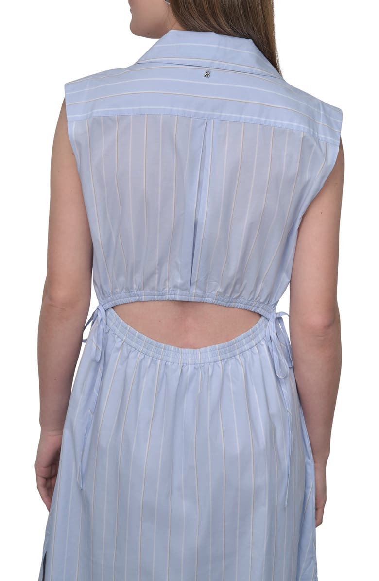 DKNY Jeans Cutout Back Cotton Poplin Maxi Dress, Alternate, color, Baldwin Stripe/ Frost Blue