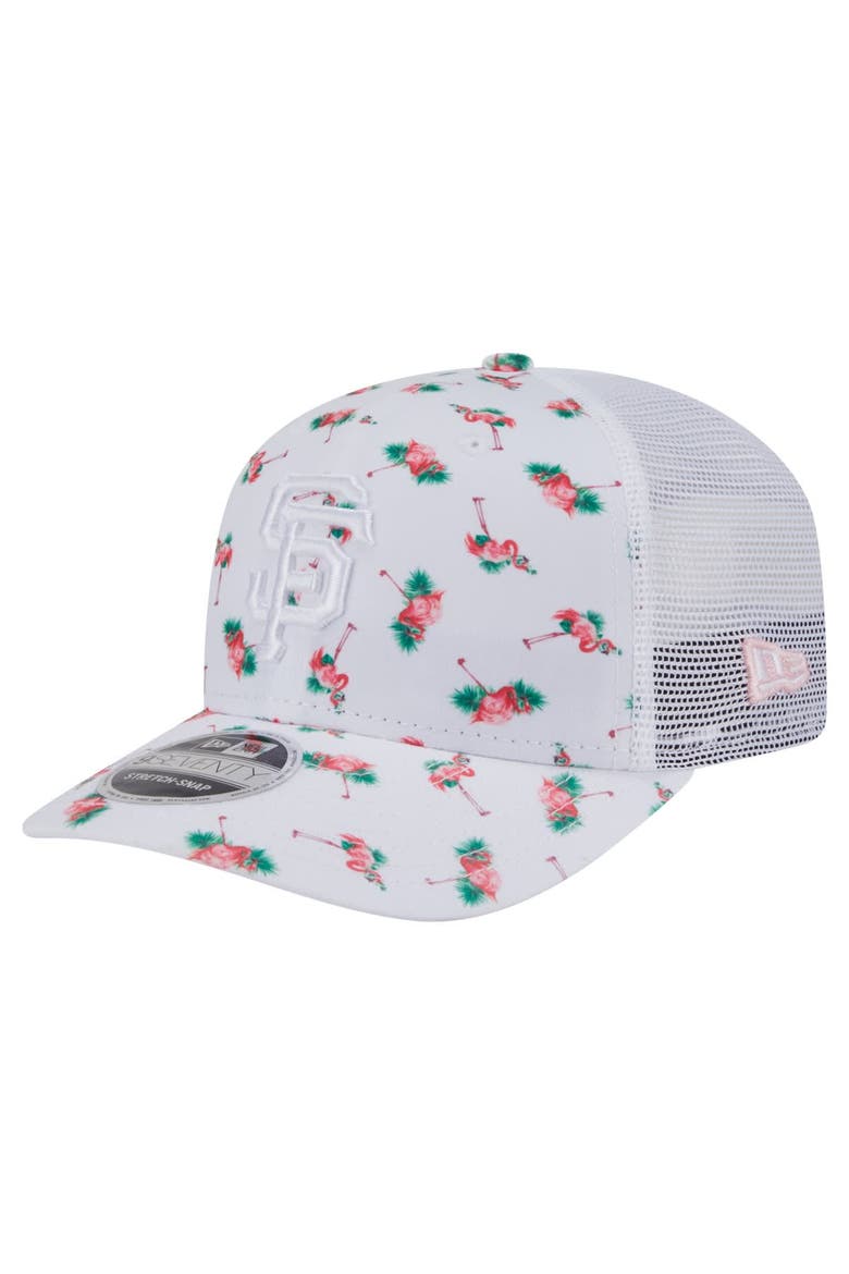 Men's New Era  White San Francisco Giants Flamingo Mesh Back 9SEVENTY Stretch-Snap Hat, Main, color, White