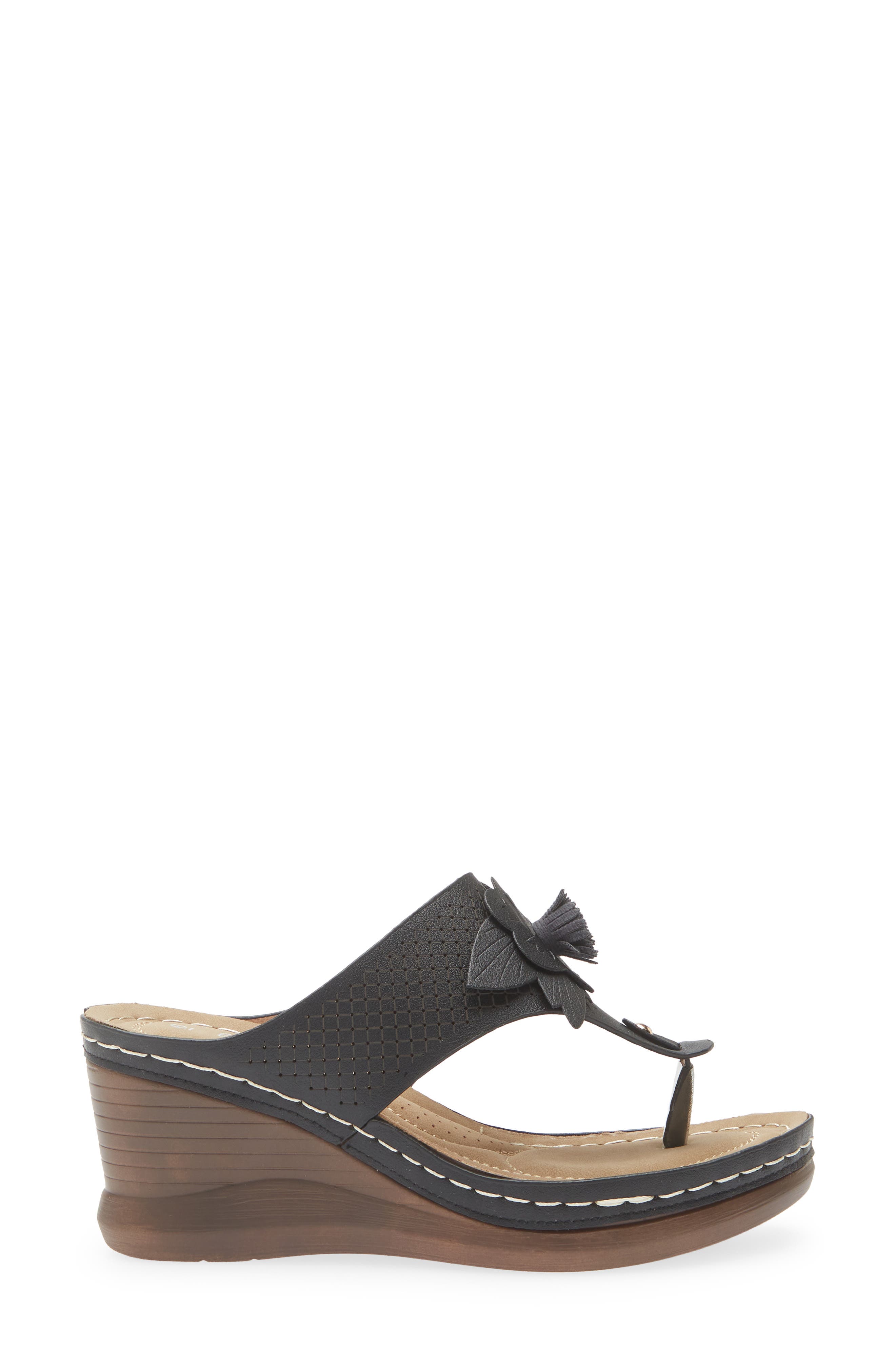 EXTREME BY EDDIE MARC Yaz Floral Appliqué T-Strap Sandal, Alternate, color, Black