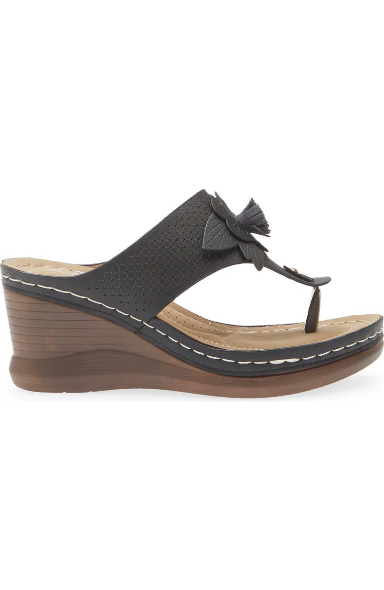 EXTREME BY EDDIE MARC Yaz Floral Appliqué T-Strap Sandal, Alternate, color, Black