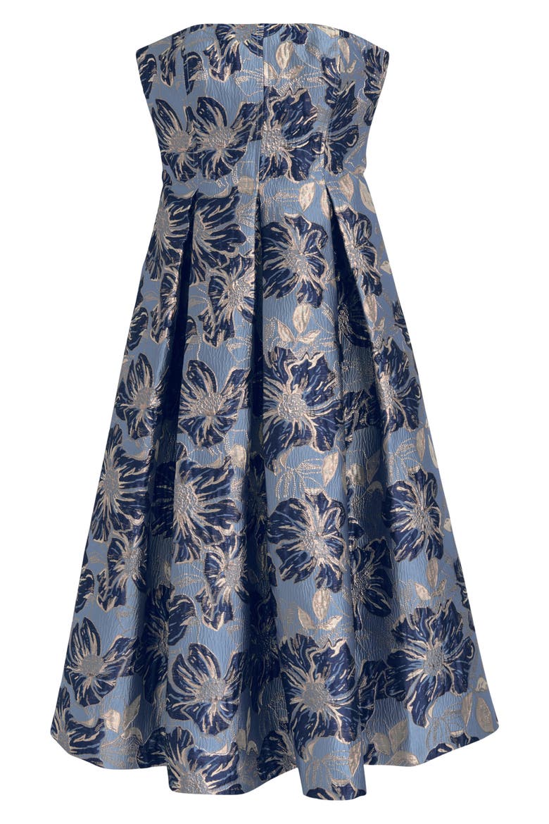 Floral Strapless Fit & Flare Midi Cocktail Dress, Alternate, color, CIELO MULTI