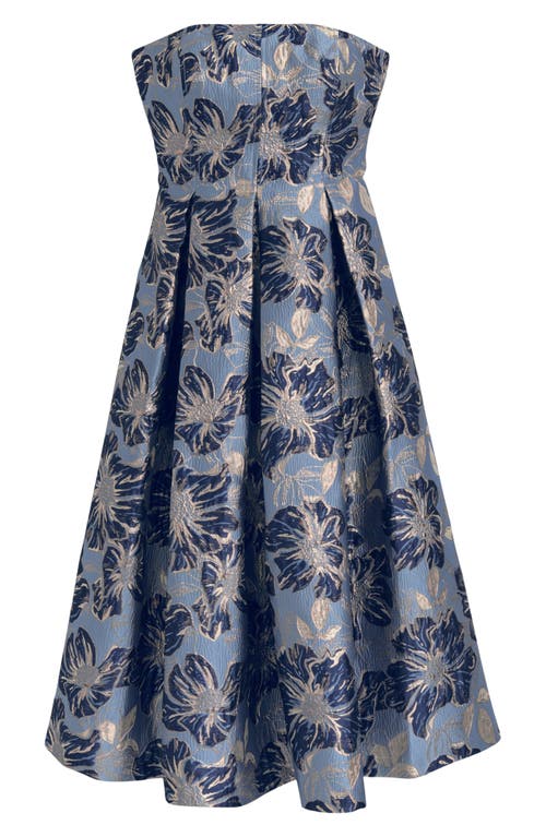 Donna Karan New York Floral Strapless Fit & Flare Midi Cocktail Dress In Cielo Multi