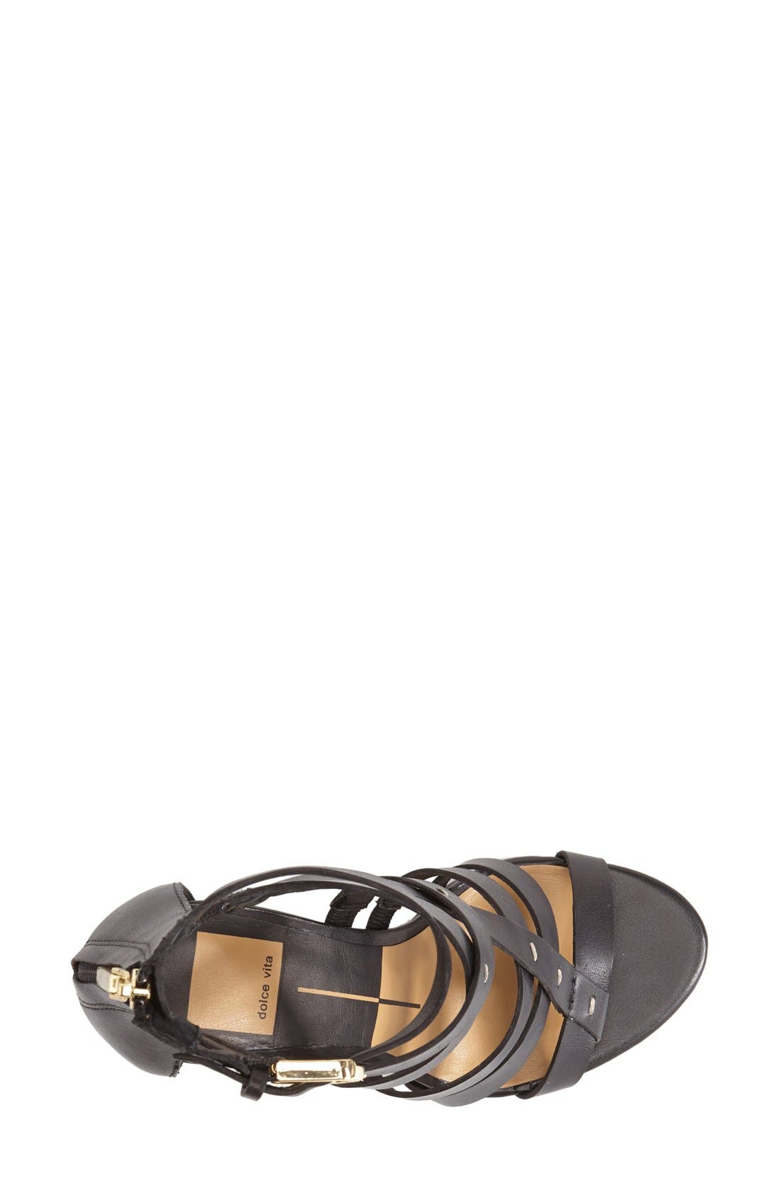'Nolin' Leather Sandal, Alternate, color, BLACK