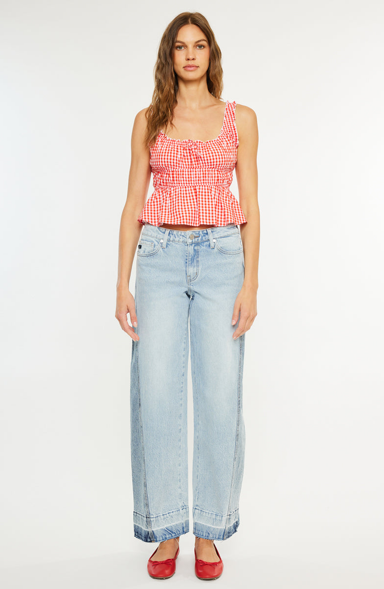 KanCan Carlise Mid Rise Wide Leg Jean, Main, color, Light Wash