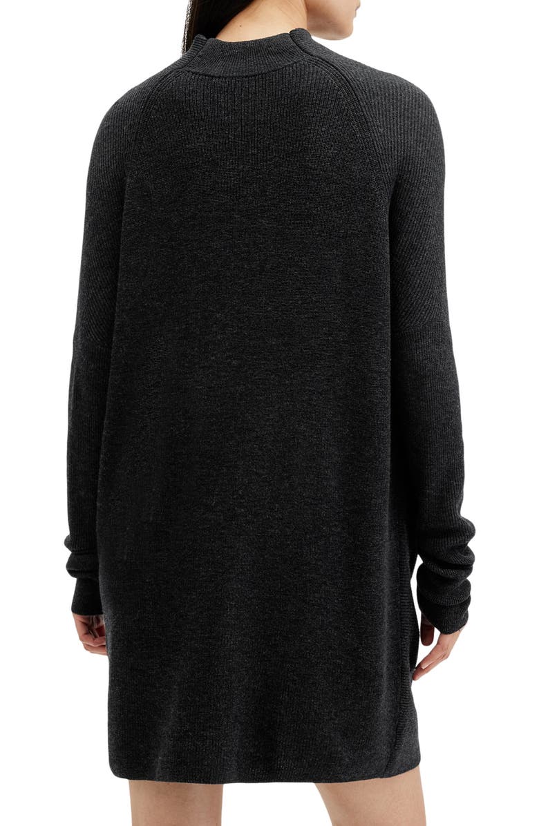 AllSaints Ridley Cowl Neck Long Sleeve Wool & Cashmere Sweater Dress, Alternate, color, Cinder Black Marl