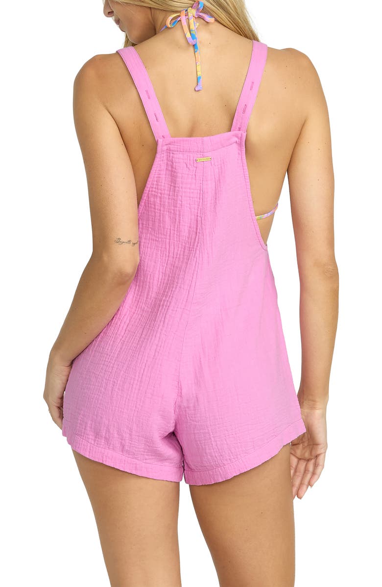 Billabong Beach Crush Cotton Gauze Cover-Up Romper, Alternate, color, Bright Rose