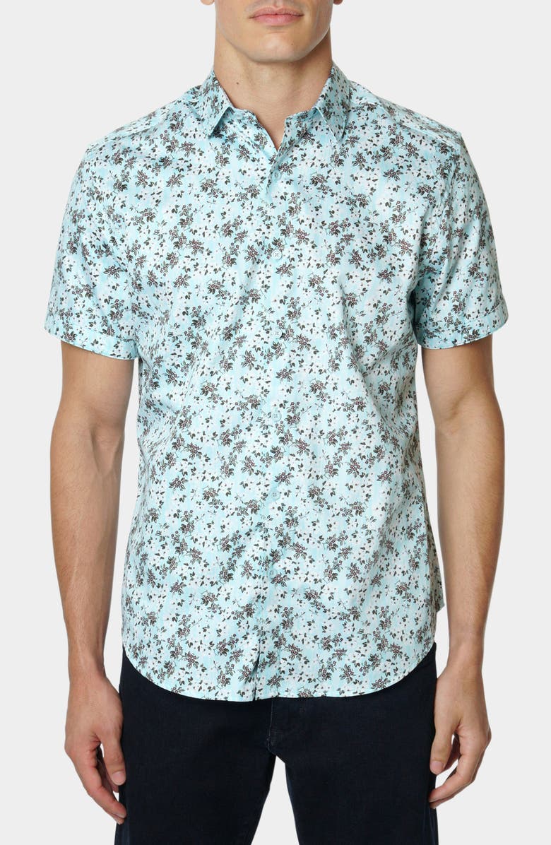 Robert Graham Friedman Floral Print Short Sleeve Button-Up Shirt, Main, color, 