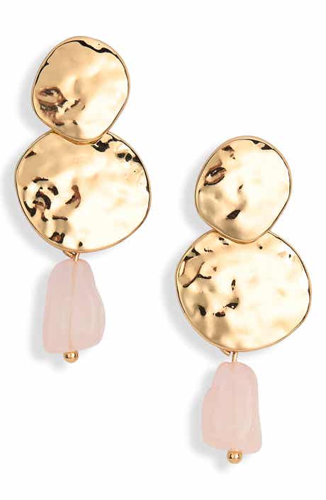 Hammered Stone Drop Earrings