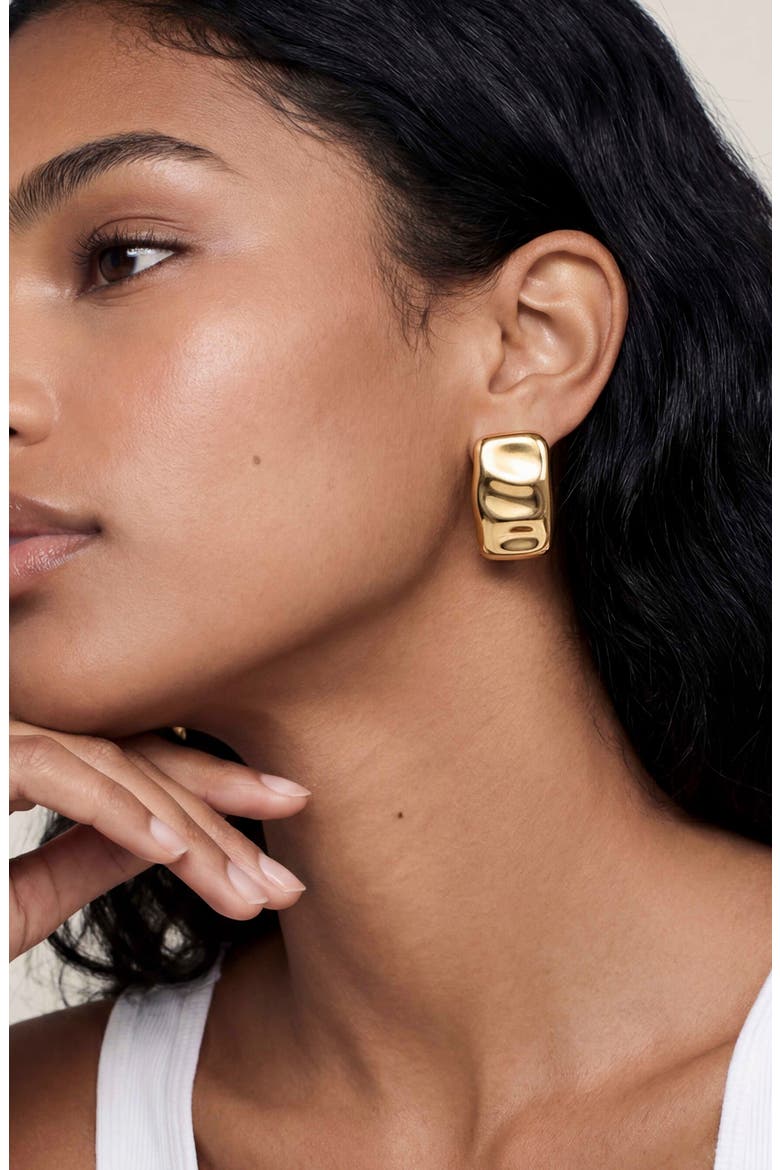 Molten Edge Stud Earrings, Alternate, color, GOLD