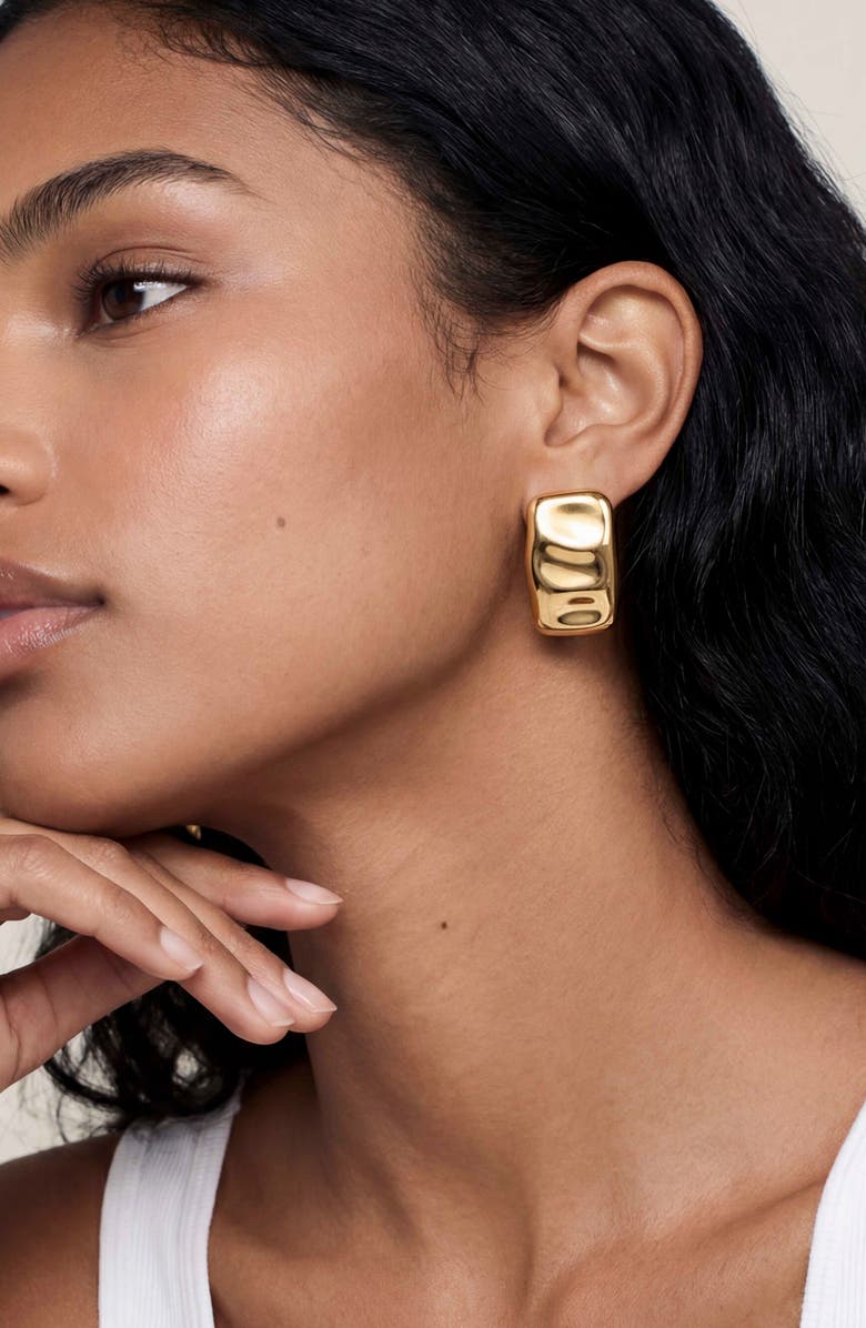 Ettika Molten Edge Stud Earrings, Alternate, color, Gold