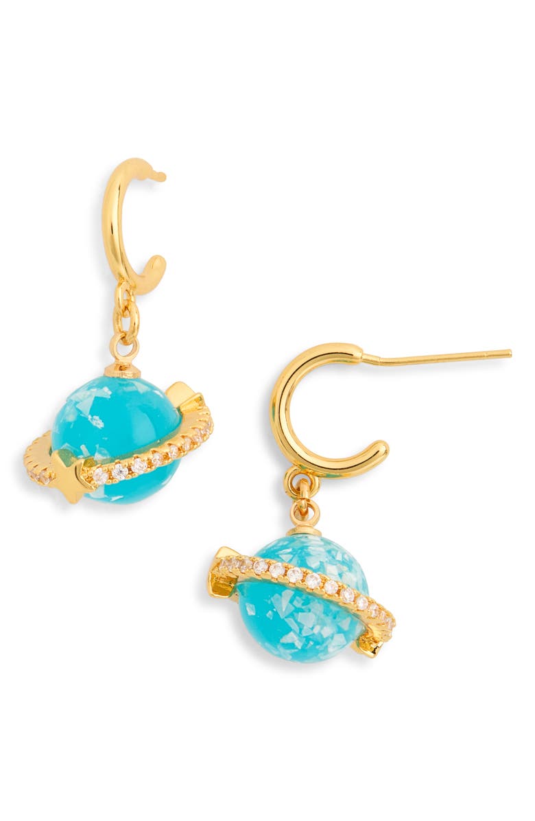 EYE CANDY LOS ANGELES Lucille Ringed Planet Huggie Hoop Earrings, Main, color, Gold