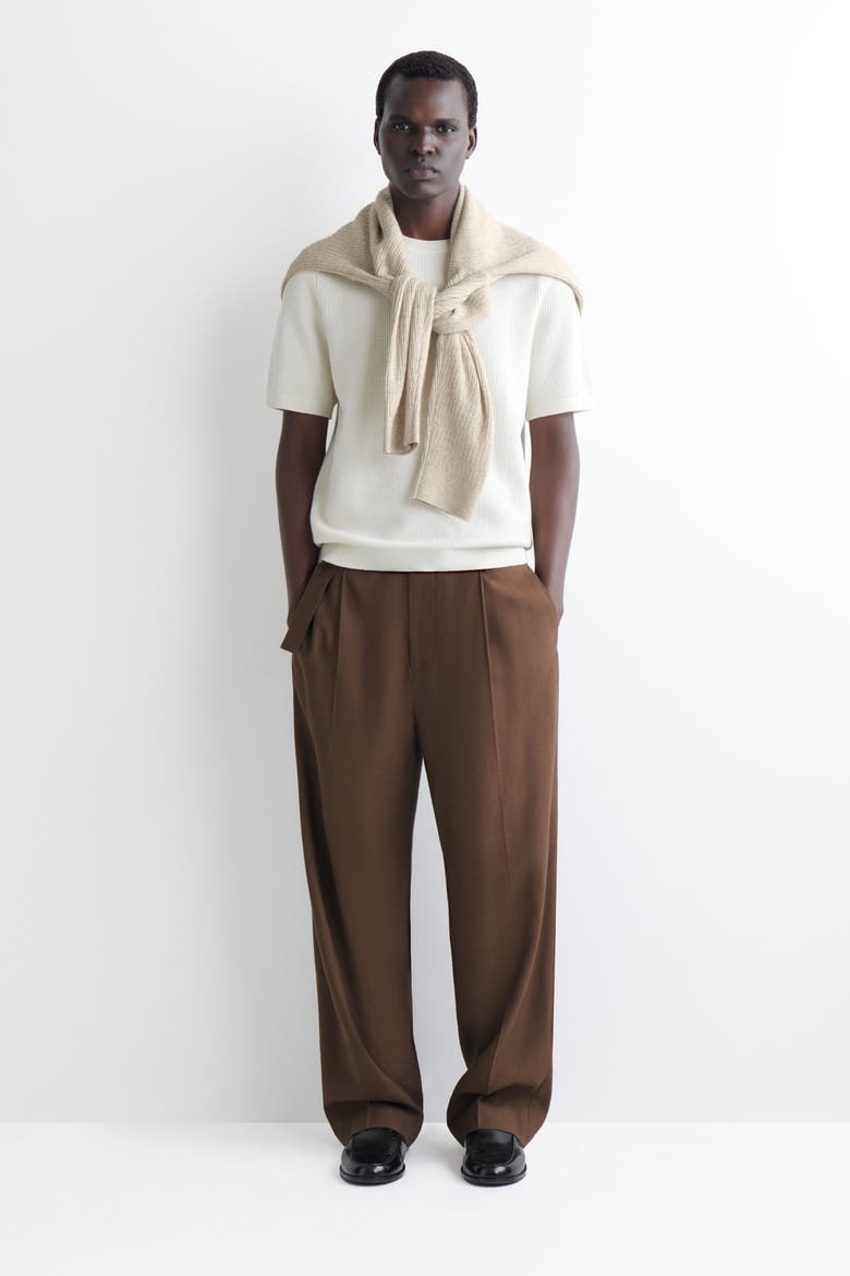 Waffle-knit Cotton T-shirt, Alternate, color, OFF-WHITE