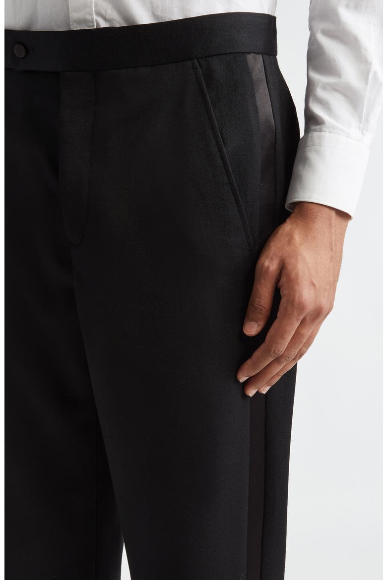 Barathea Wool Tuxedo Trousers, Alternate, color, BLACK MULTI