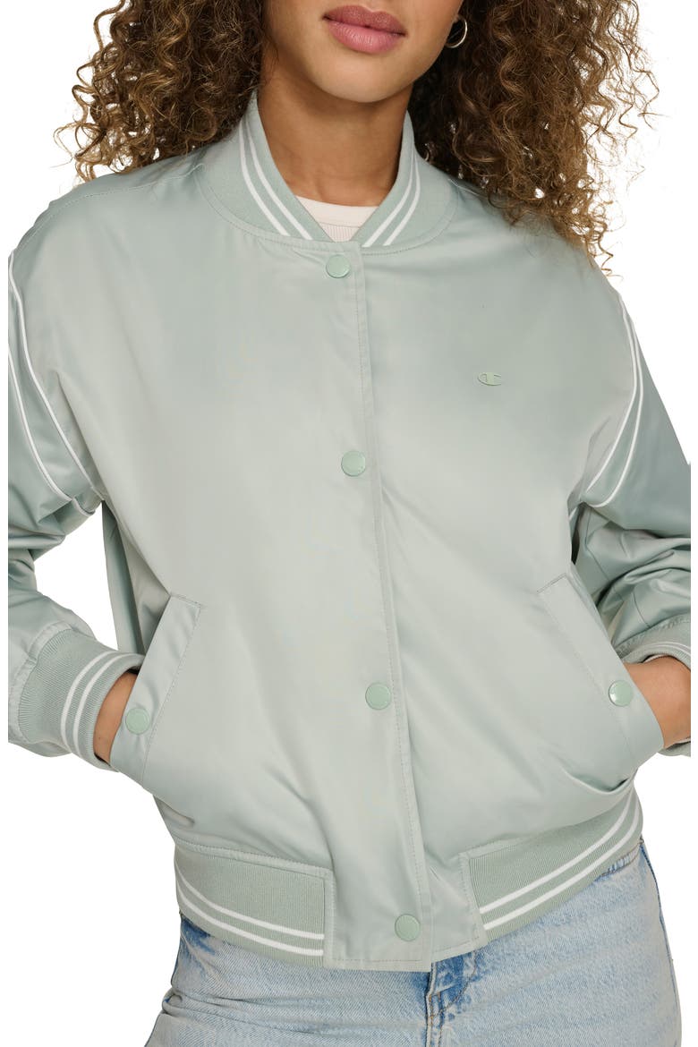 Crop Varsity Jacket, Alternate, color, SAGE