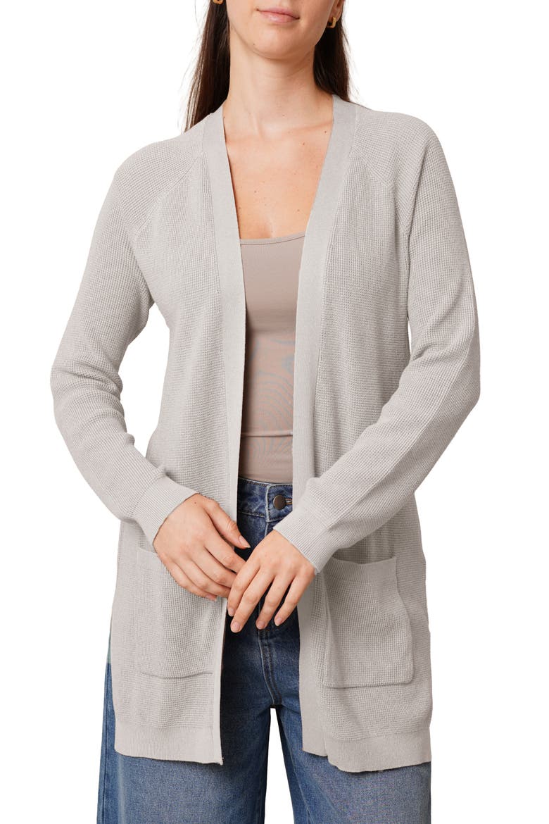 Open Front Pocket Cardigan, Main, color, SILVER HEATHER GREY