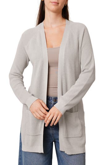 Cyrus Open Front Pocket Cardigan In Gray