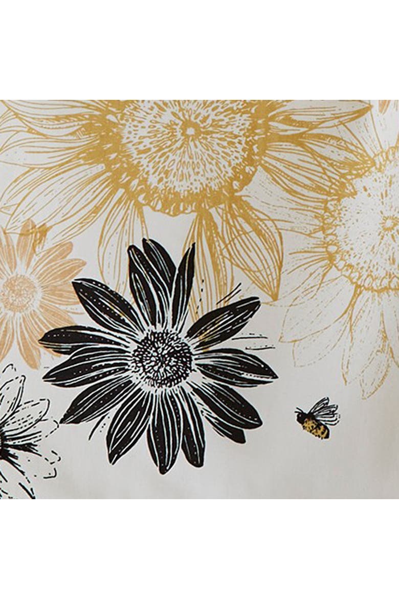 Set of 2 Black Yellow Sunflower Print Cotton Dishtowels, Alternate, color, Beige