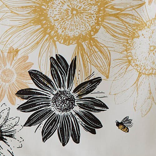 Tag Set Of 2 Black And Yellow Sunflower Print With Coordinating Black Stripe Cotton   Kitchen Dishto In Brown