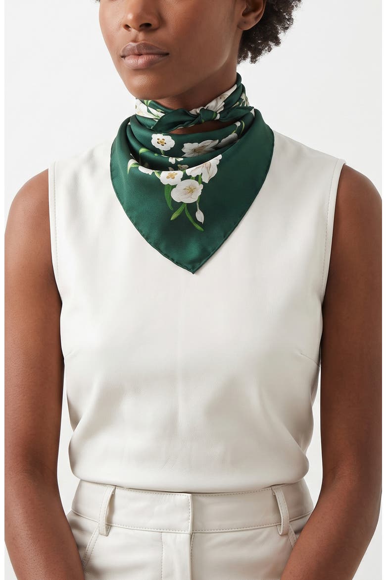 Lily Garden Double Sided Silk Scarf, Alternate, color, Green