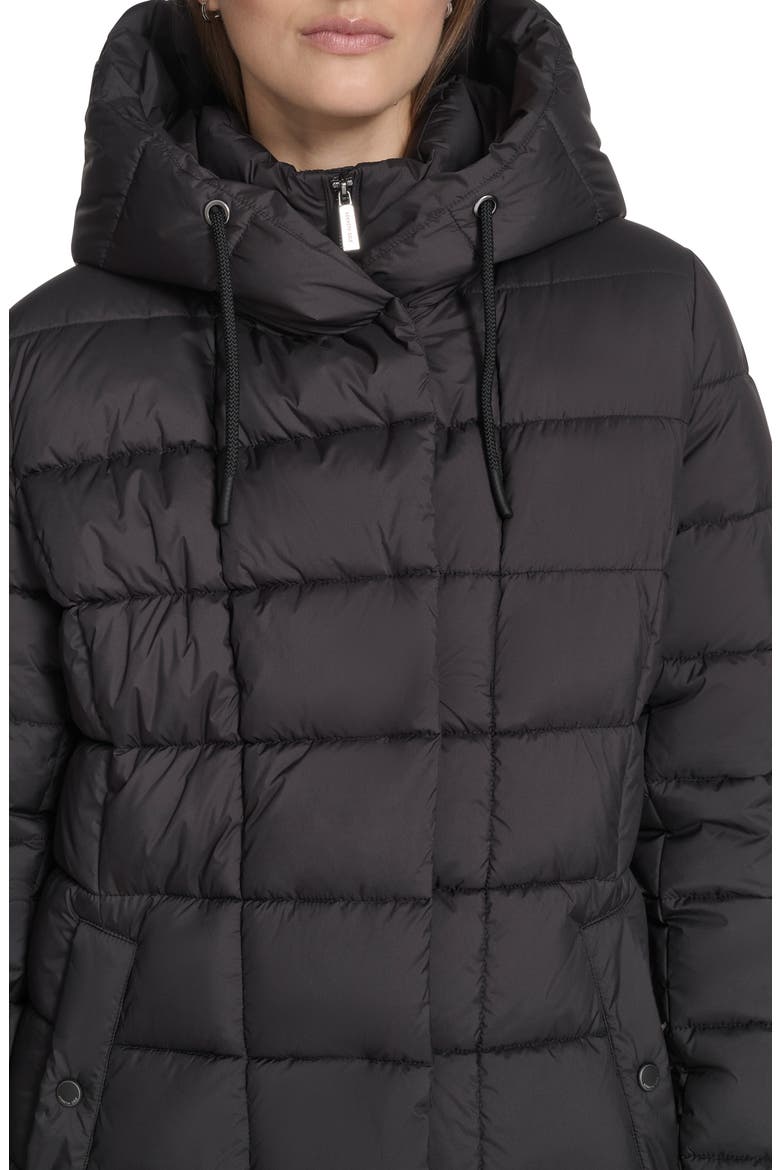Water Resistant Stadium Length Quilted Puffer Coat, Alternate, color, BLACK