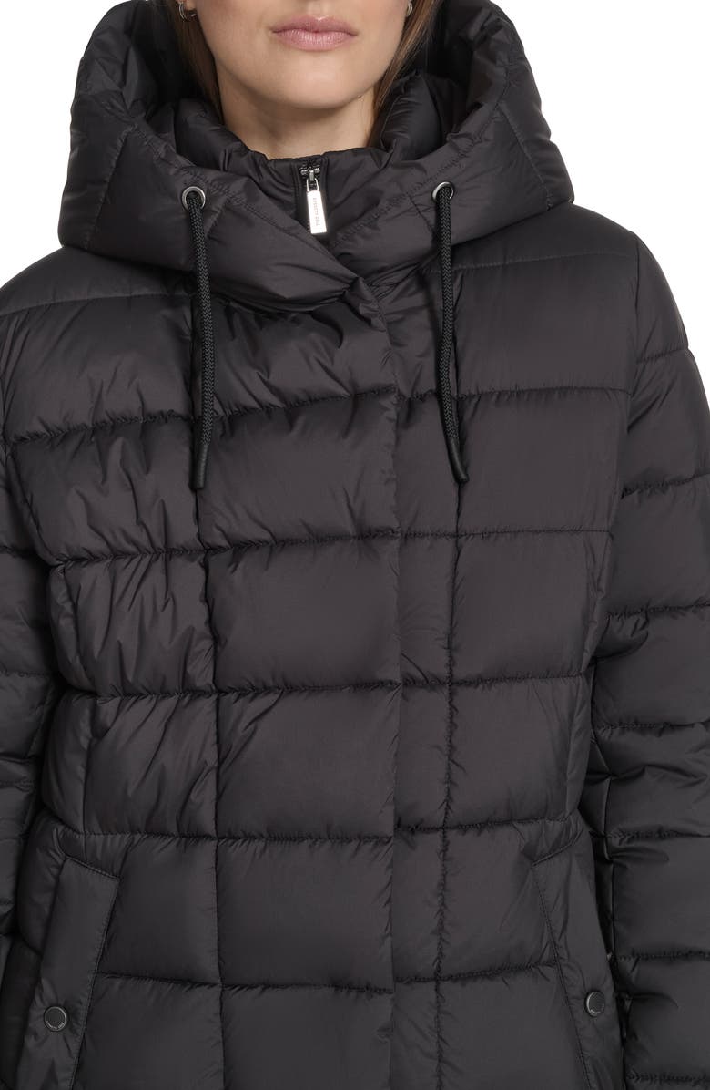 Kenneth Cole New York Water Resistant Stadium Length Quilted Puffer Coat, Alternate, color, Black