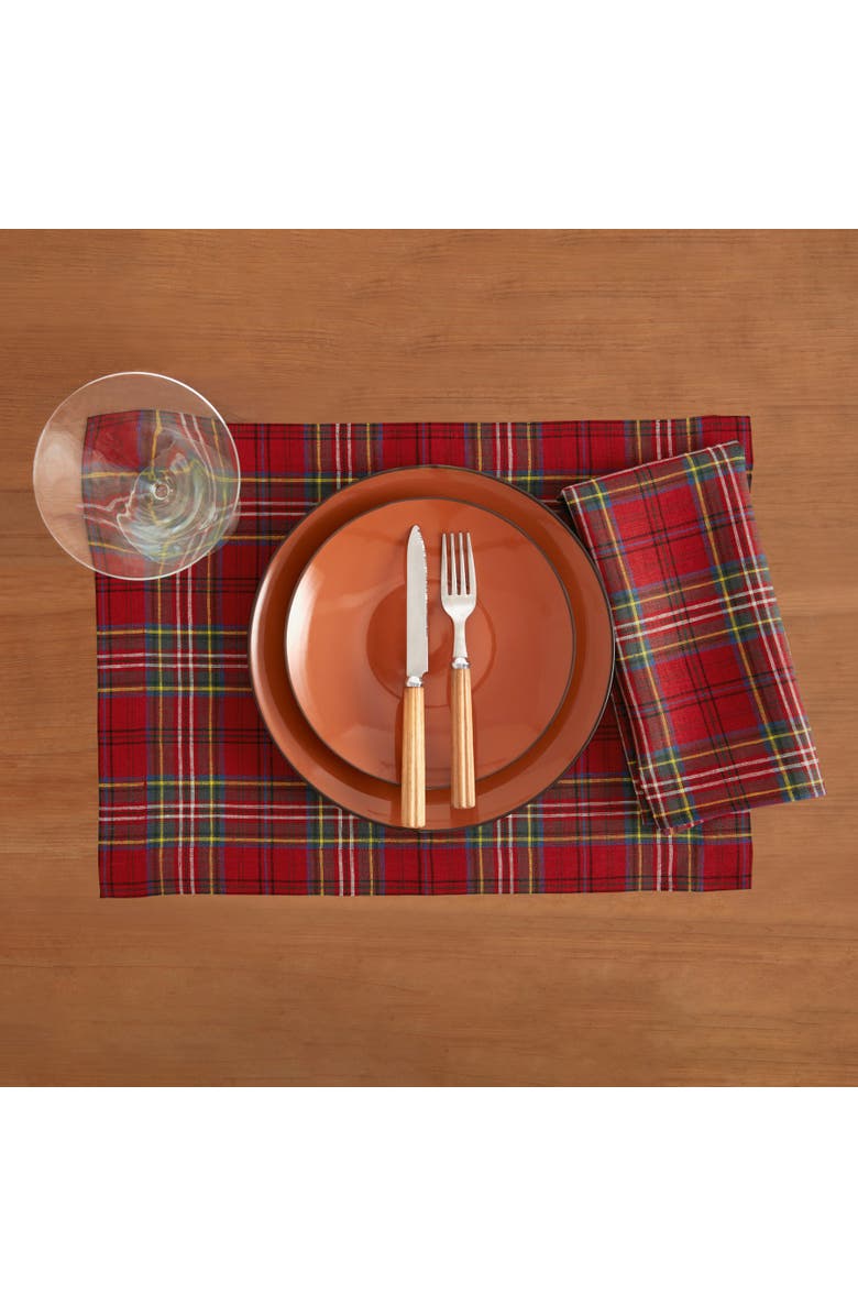 Solino Home Linen Dinner Napkins - Classic Tartan Plaid, 20" x 20", Alternate, color, Red